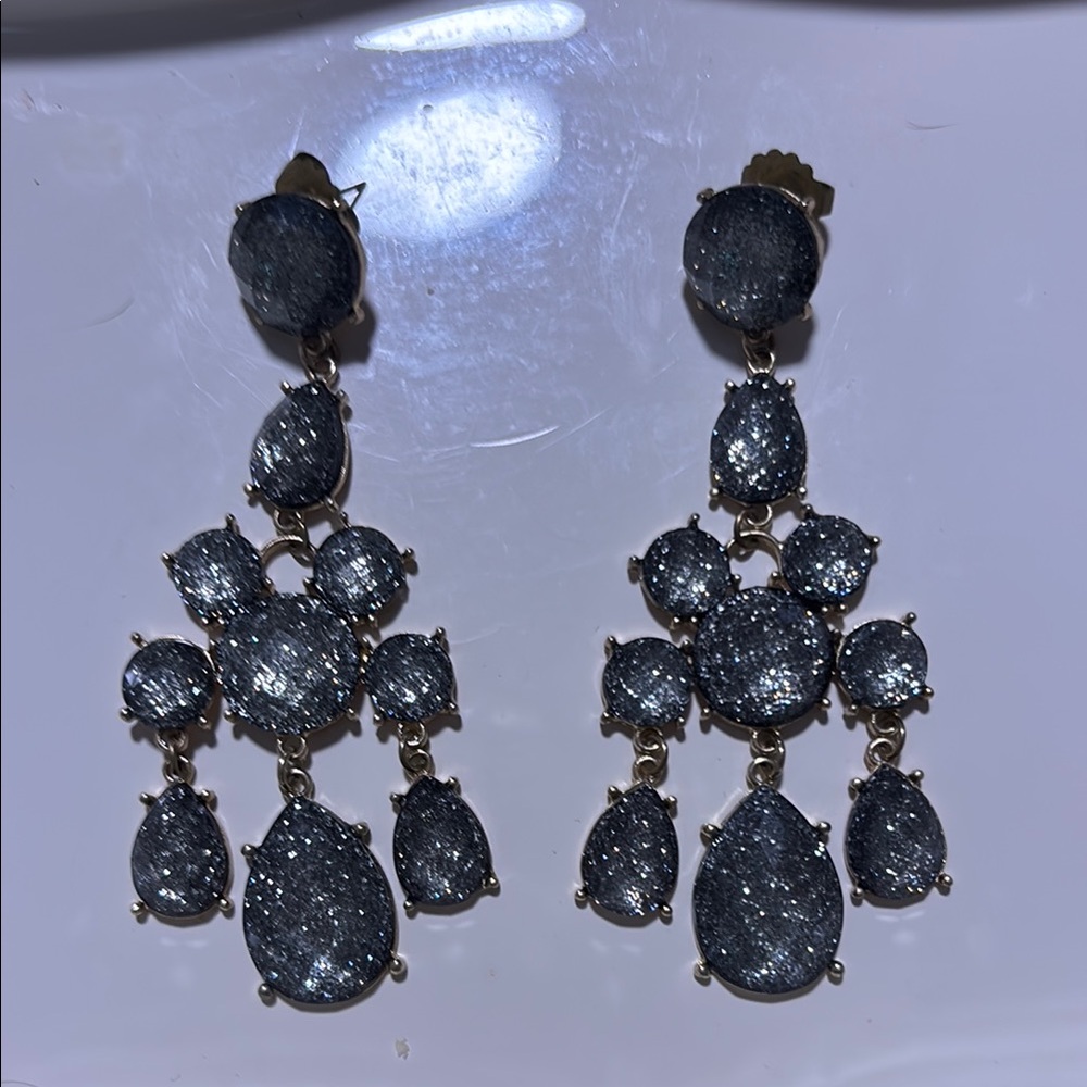 Gunmetal Dangle Chandelier Earrings… 3 Inches Long